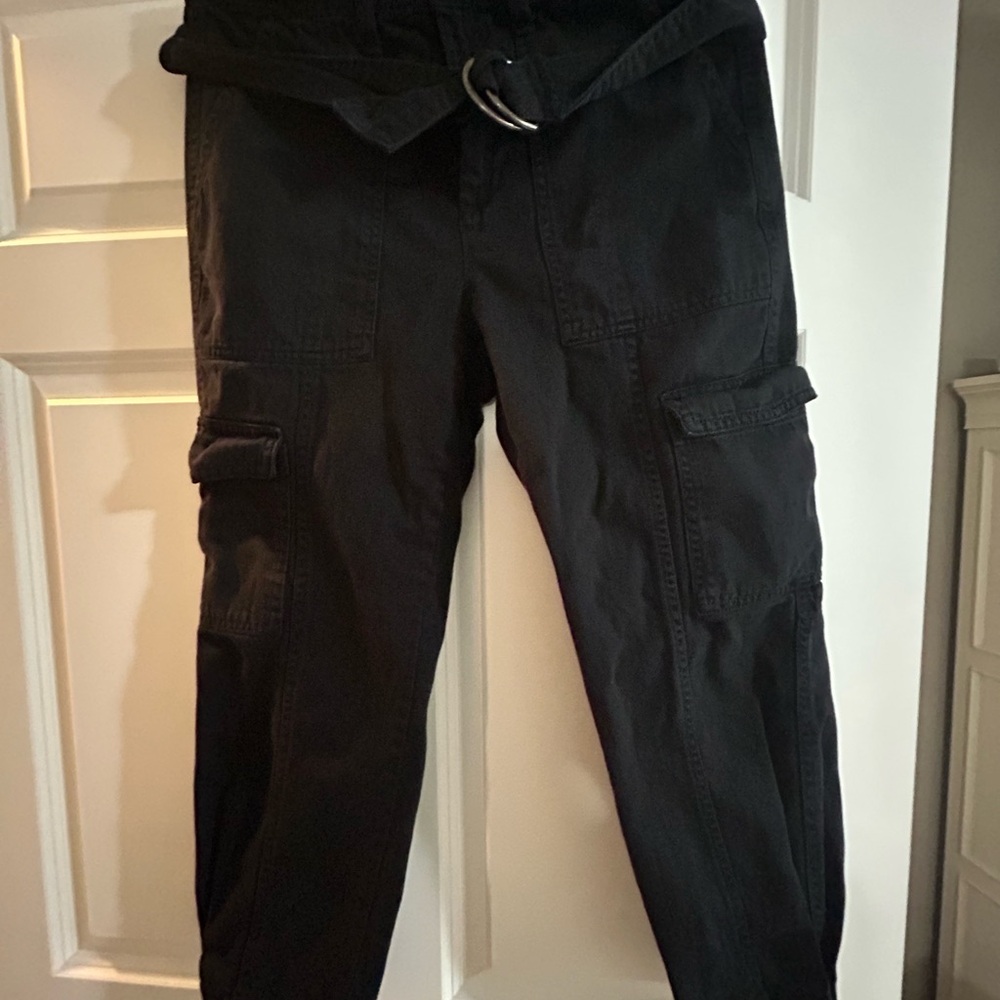 Banana Republic Black Cargo Pants with Elastic Cuffs